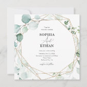 Greenery Eucalyptus Elegant Calligraphy Wedding Kaart (Voorkant)