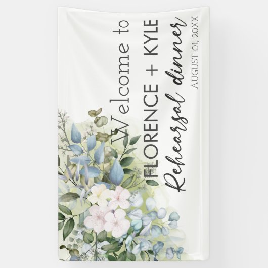 Greenery Eucalyptus Elegant Dusty Rehearsal Dinner Spandoek (Verticaal)