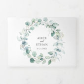 Greenery Eucalyptus Elegant QR Code Weddenschap Drieluik Uitnodiging (Cover)