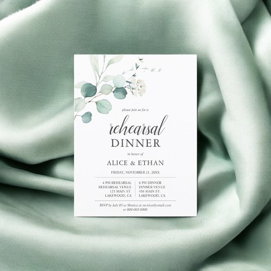 Greenery Eucalyptus Elegant Rehearsal Dinner Uitnodiging Briefkaart
