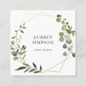 Greenery Eucalyptus Elegant Vierkante Visitekaartje (Voorkant)