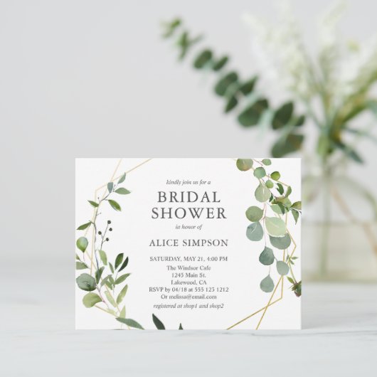 Greenery Eucalyptus Elegant Vrijgezellenfeest Uitnodiging Briefkaart (Staand voorkant)