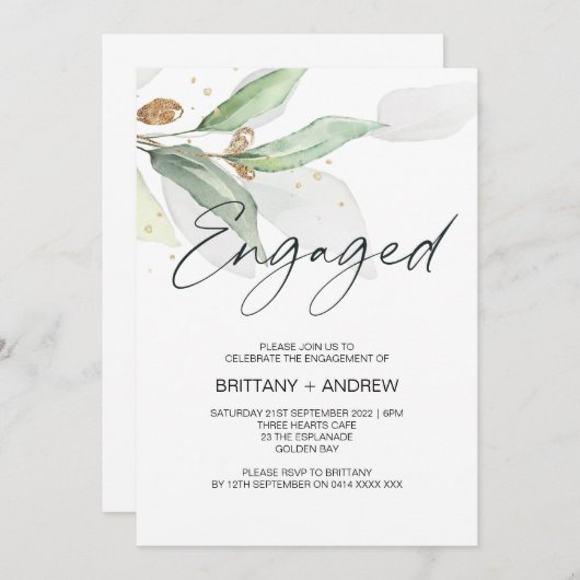 Greenery Eucalyptus Engagement Party nodigt uit Kaart (Voorkant / Achterkant)