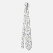 Greenery Eucalyptus & Fancy Zilver Writing Wedding Stropdas (Achterkant)