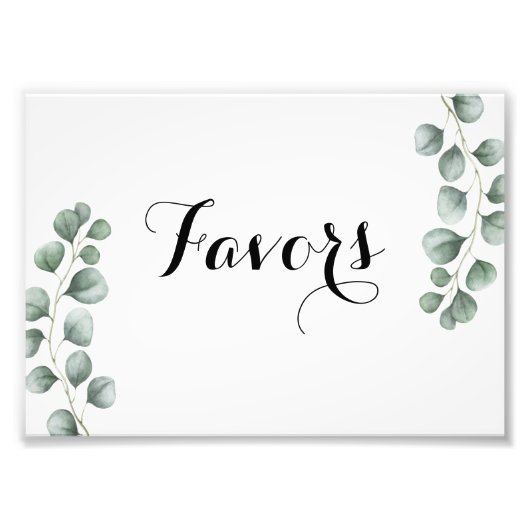 Greenery Eucalyptus Favor Sign Foto Afdruk (Voorkant)