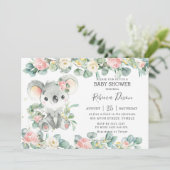 Greenery Eucalyptus Floral Koala Baby shower Girl Kaart (Staand voorkant)