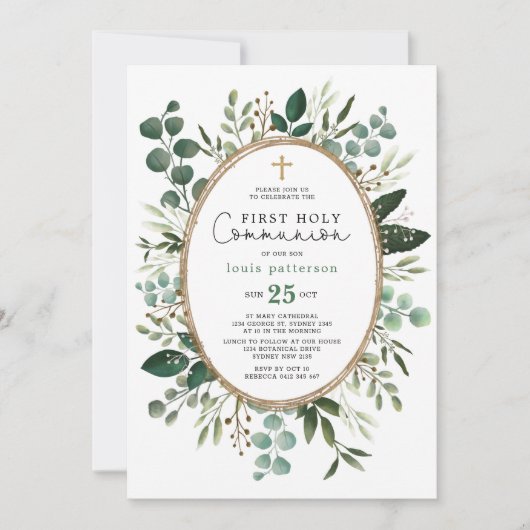 Greenery Eucalyptus Foliage Bouquet Heilige Commun Kaart (Voorkant)