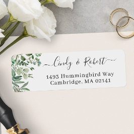 Greenery Eucalyptus Foliage Script Return Address Etiket