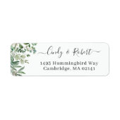 Greenery Eucalyptus Foliage Script Return Address Etiket (Voorkant)