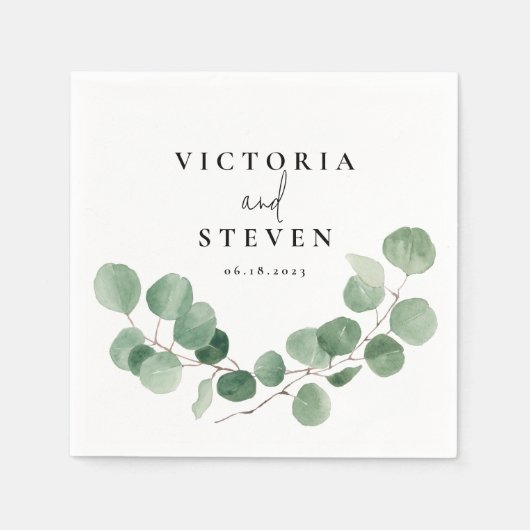 Greenery Eucalyptus Foliage Wedding Napkins Servet (Voorkant)