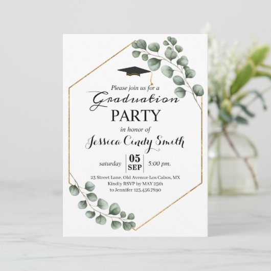 Greenery Eucalyptus FotograduPartij Kaart (Staand voorkant)