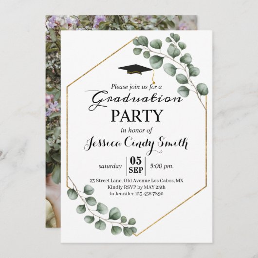 Greenery Eucalyptus FotograduPartij Kaart (Voorkant / Achterkant)