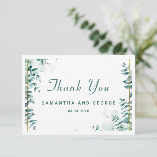 Greenery Eucalyptus Frameborder Bedankkaart (Staand voorkant)