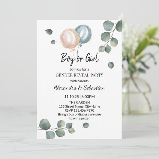 Greenery Eucalyptus Gender onthullen Kaart (Staand voorkant)