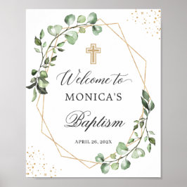 Greenery Eucalyptus Geometric Baptism Welkomstteke Poster