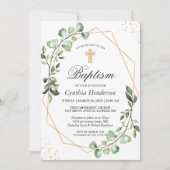 Greenery Eucalyptus Geometric Baptisme Christening Kaart (Voorkant)