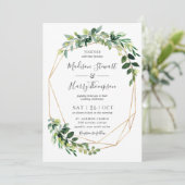 Greenery Eucalyptus Geometric Botanical Wedding Kaart (Staand voorkant)