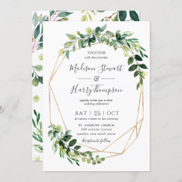 Greenery Eucalyptus Geometric Botanical Wedding Kaart