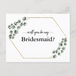 Greenery Eucalyptus Geometric Bridesmaid Card Feestdagenkaart