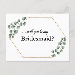 Greenery Eucalyptus Geometric Bridesmaid Card Feestdagenkaart