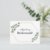 Greenery Eucalyptus Geometric Bridesmaid Card Feestdagenkaart (Staand voorkant)