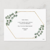 Greenery Eucalyptus Geometric Bridesmaid Card Feestdagenkaart (Achterkant)