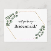 Greenery Eucalyptus Geometric Bridesmaid Card Feestdagenkaart (Voorkant)