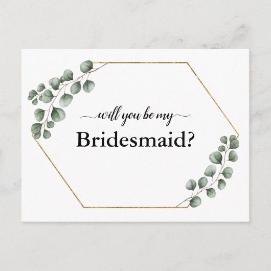 Greenery Eucalyptus Geometric Bridesmaid Card Feestdagenkaart (Voorkant)