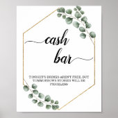 Greenery Eucalyptus Geometric Cash Bar Sign Poster (Voorkant)