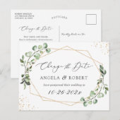 Greenery Eucalyptus Geometric Change the Date Briefkaart (Voorkant / Achterkant)