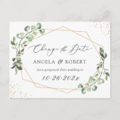 Greenery Eucalyptus Geometric Change the Date Briefkaart (Voorkant)