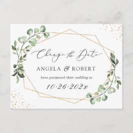 Greenery Eucalyptus Geometric Change the Date Briefkaart