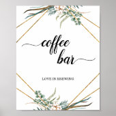 Greenery Eucalyptus Geometric Coffee Bar Sign Poster (Voorkant)