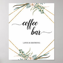 Greenery Eucalyptus Geometric Coffee Bar Sign