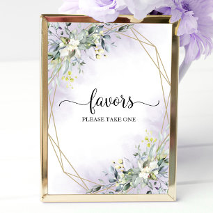 Greenery Eucalyptus Geometric Favors Sign Poster