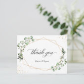 Greenery Eucalyptus Geometric Gold Lijst Hartelijk Briefkaart (Staand voorkant)