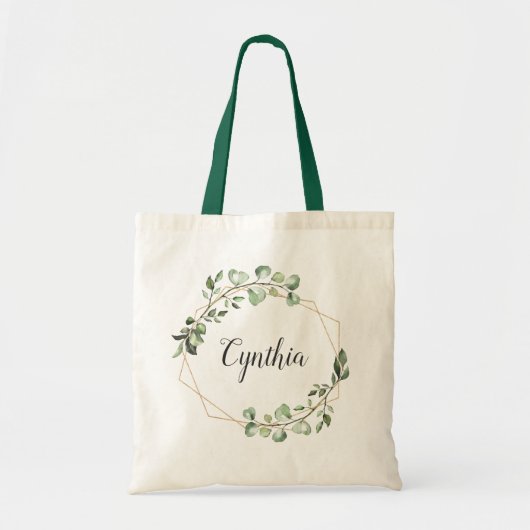Greenery Eucalyptus Geometric Lijst Bridesmaid Tote Bag (Voorkant)