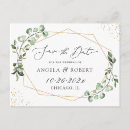 Greenery Eucalyptus Geometric Lijst Save the Date Briefkaart