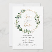 Greenery Eucalyptus Geometric Lijst Save the Date Kaart (Voorkant)