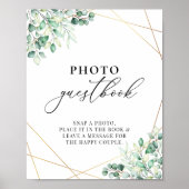 Greenery Eucalyptus Geometric Photo Guestbook Poster (Voorkant)