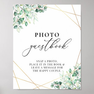 Greenery Eucalyptus Geometric Photo Guestbook Poster
