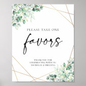 Greenery Eucalyptus Geometric Wedding Favors Poster (Voorkant)