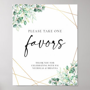 Greenery Eucalyptus Geometric Wedding Favors Poster
