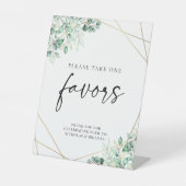 Greenery Eucalyptus Geometric Wedding Favors Reclamebord Met Voetstuk (Voorkant)