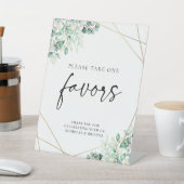 Greenery Eucalyptus Geometric Wedding Favors Reclamebord Met Voetstuk (Insitu)