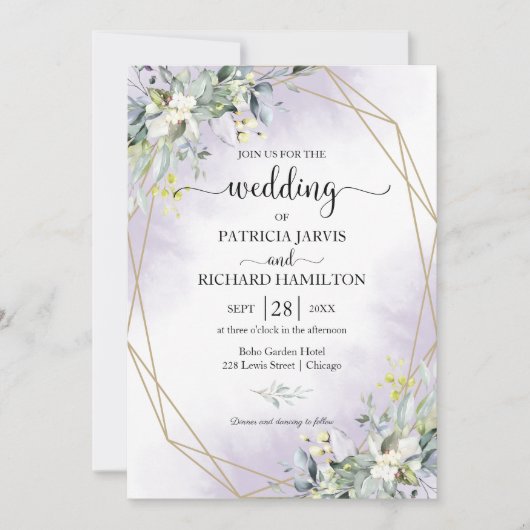 Greenery Eucalyptus Geometric Wedding Invitation Kaart (Voorkant)