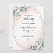 Greenery Eucalyptus Geometric Wedding Invitation Kaart (Voorkant)