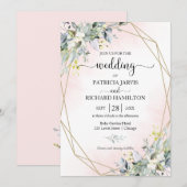 Greenery Eucalyptus Geometric Wedding Invitation Kaart (Voorkant / Achterkant)