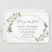 Greenery Eucalyptus Geometric Wedding Postponed Save The Date (Voorkant)