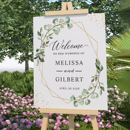 Greenery Eucalyptus Geometric Wedding Welkomstteke Poster